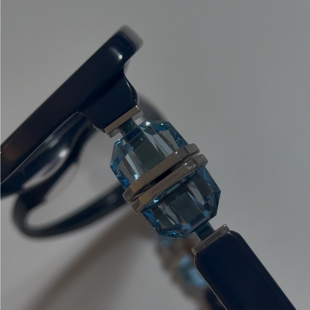 SWARVOSKI Elegant Navy Blue Cat-Eye Glasses with Crystal Details - Picture 5 of 8